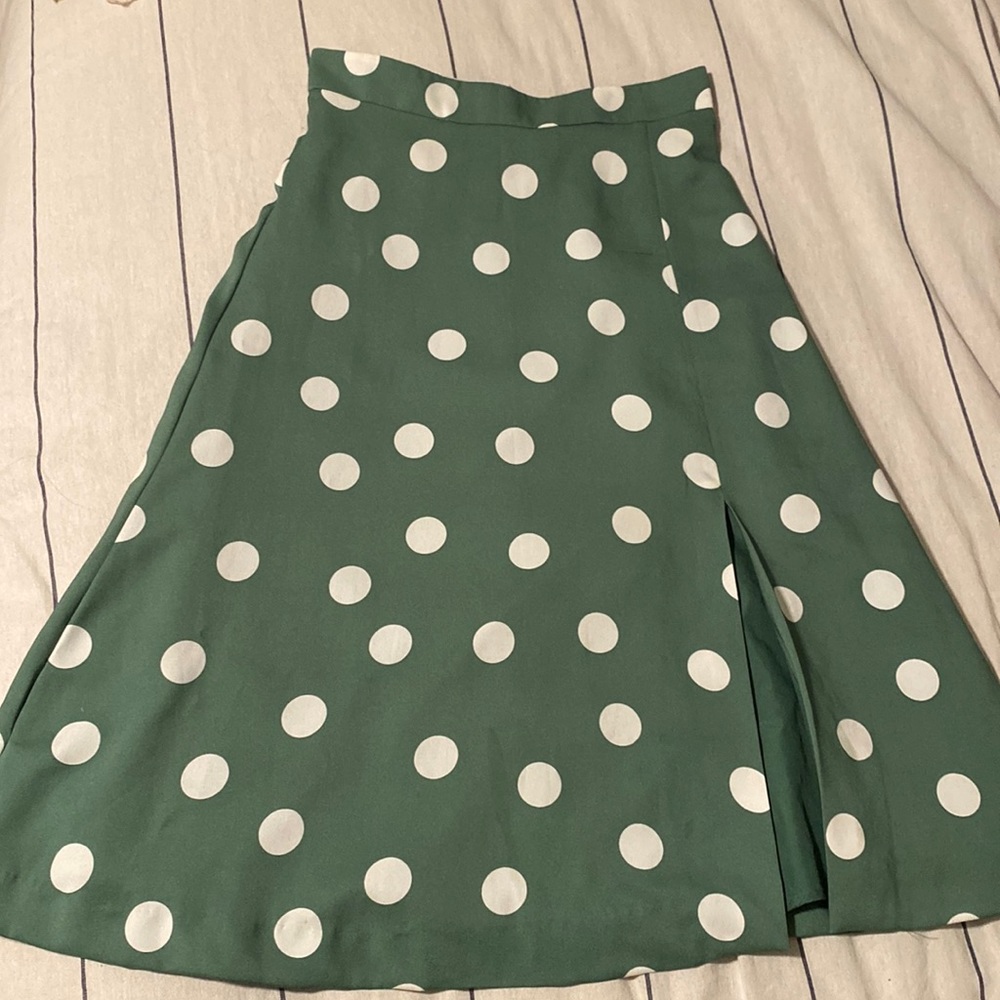 Ann Taylor polka dot green midi skirt